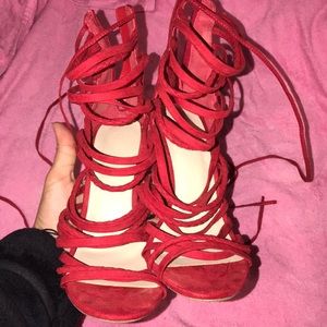 Red Stiletto Lace up heel
